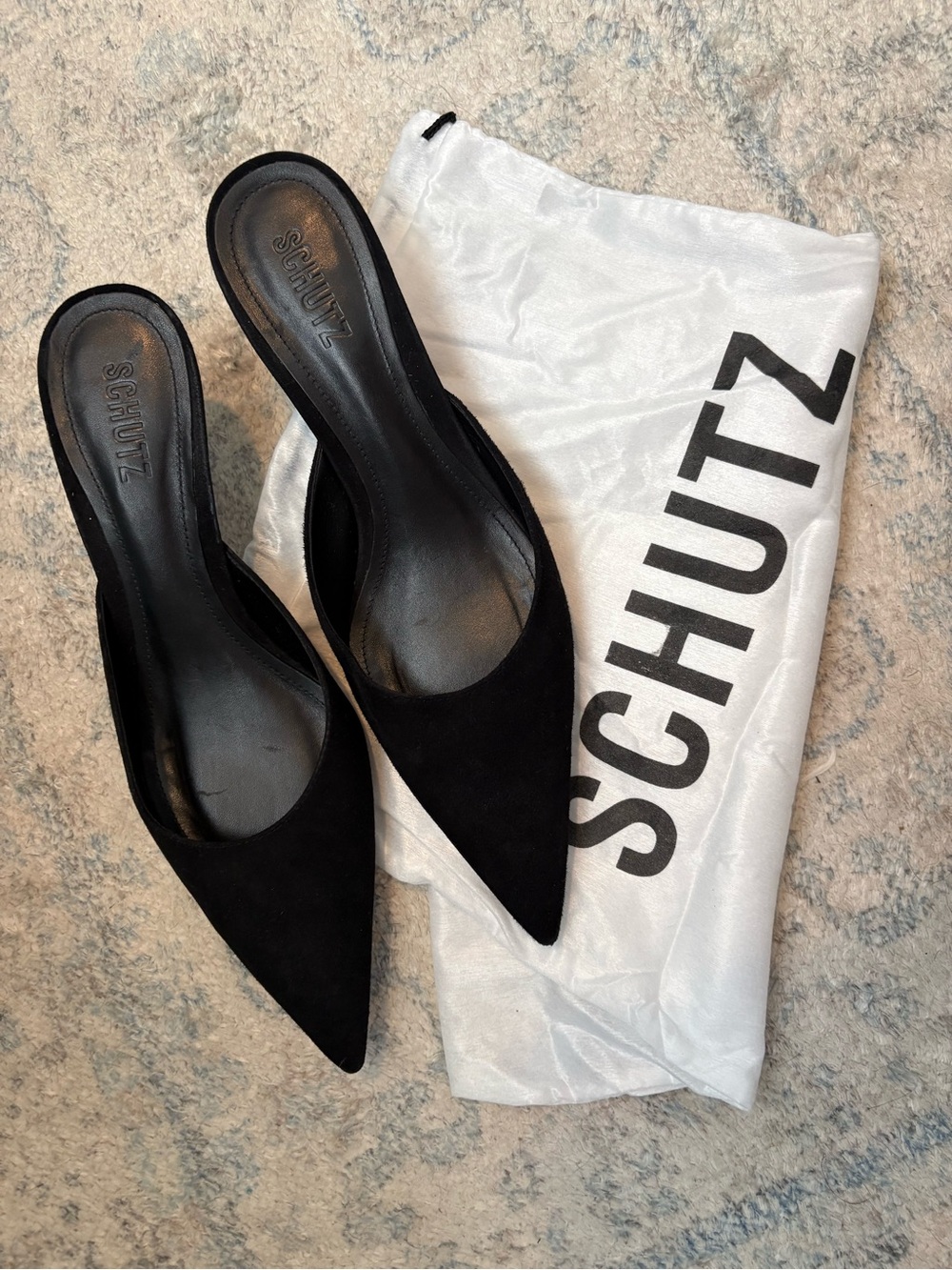 SCHUTZ Black Pointed-Toe Slip-On Women’s Mules - Picture 8 of 8
